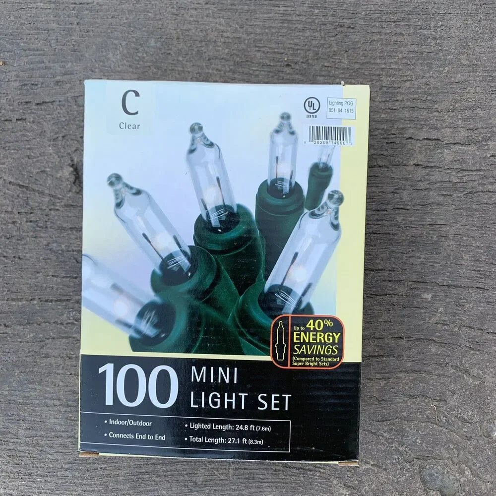 Lot of 3 100 Mini Lights Clear 27.1 Feet Indoor Outdoor Green Wire